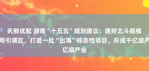 天鲜优配 湖南“十五五”规划建议：建好北斗规模应用引领区，打造一批“出海”标志性项目，形成千亿级产业